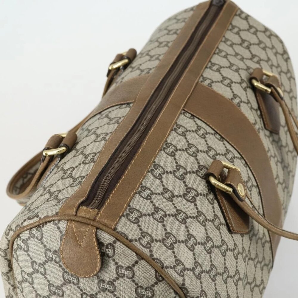 GUCCI GG Plus Supreme Boston Bag PVC Beige Gold Auth 151625 - Picture 6 of 16
